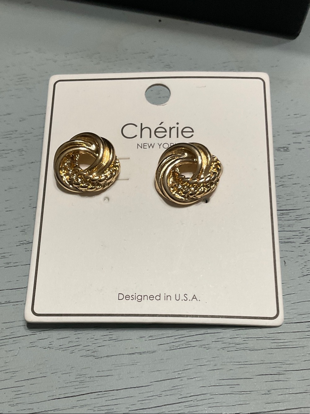 Chérie New York Twisted Knot Gold Stud Earrings